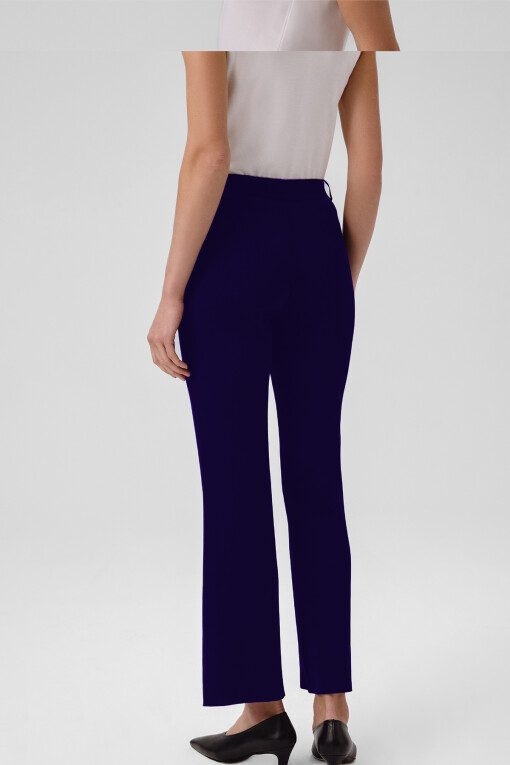 Navy Blue Ribbed Flare Leg Women's Pants - Triko Mısırlı
