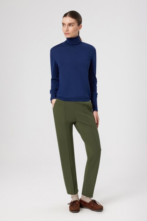 Navy Blue Turtle Neck Long Sleeve Women's Sweater - Triko Mısırlı