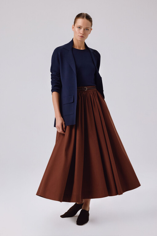 Navy Blue V-Neck Buttoned Women's Jacket - Triko Mısırlı
