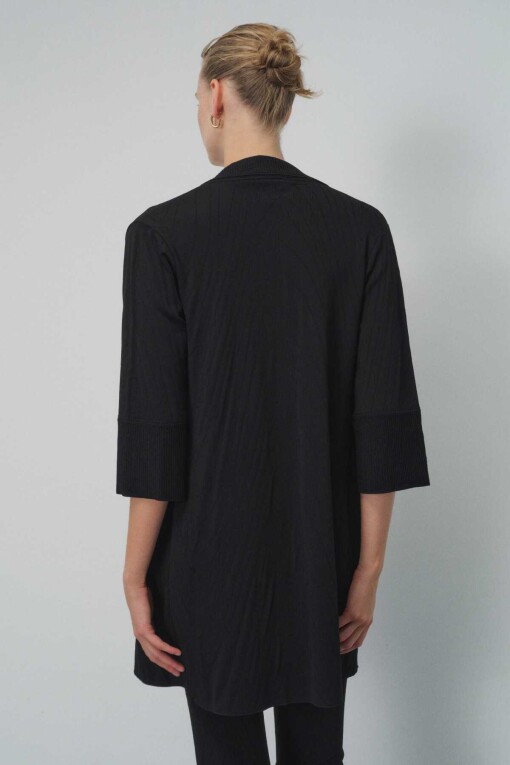 Patterned Black Women's Cardigan - Triko Mısırlı