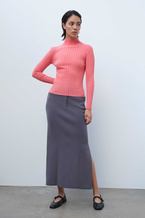 Pink Half Turtle Neck Women's Sweater - Triko Mısırlı