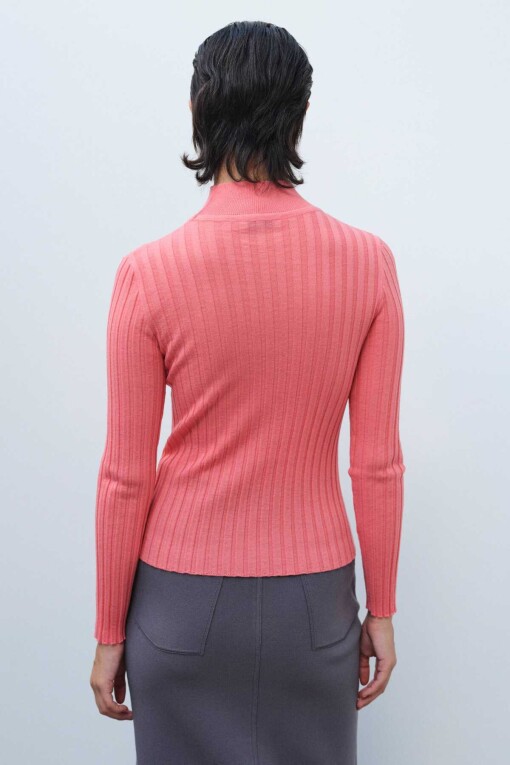 Pink Half Turtle Neck Women's Sweater - Triko Mısırlı