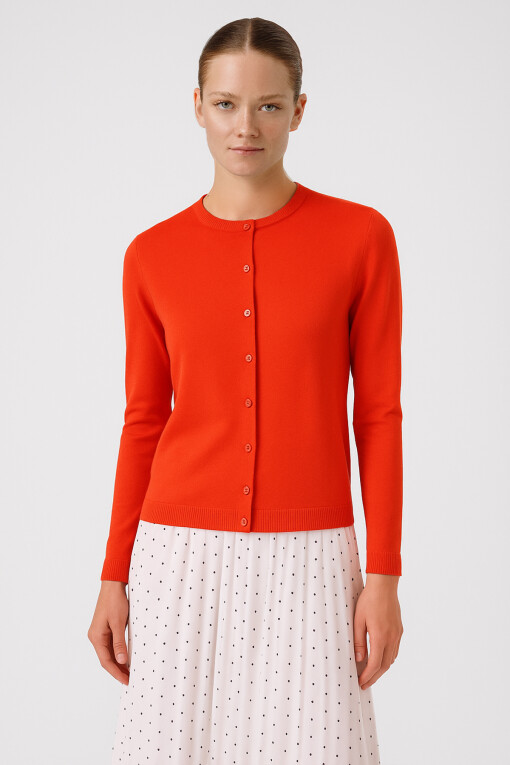 Pomegranate Buttoned Women's Cardigan 
