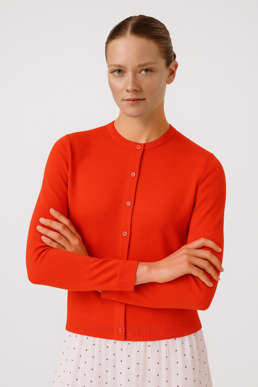 Pomegranate Buttoned Women's Cardigan - Triko Mısırlı