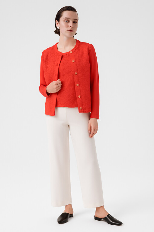 Pomegranate Lace Detail Buttoned Women's Cardigan 