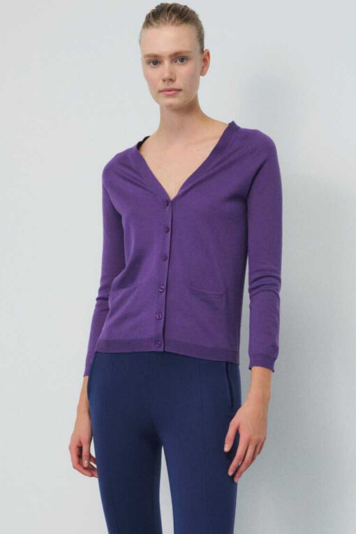 Purple V-Neck Women's Cardigan 