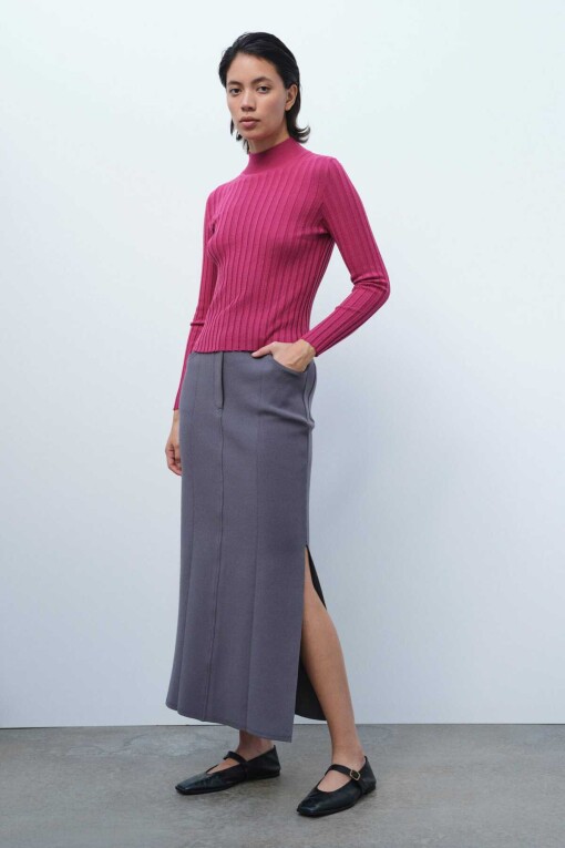 Rose Pink Half Turtle Neck Women's Sweater - Triko Mısırlı