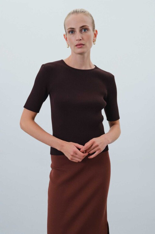 Short Sleeve Bitter Knit Women's Sweater - Triko Mısırlı