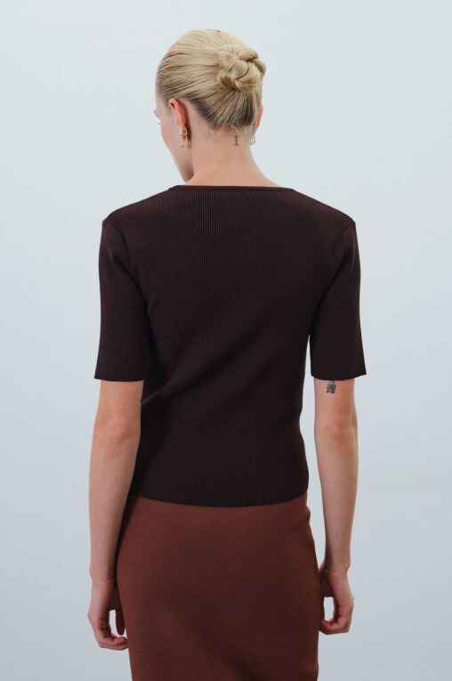 Short Sleeve Bitter Knit Women's Sweater - Triko Mısırlı
