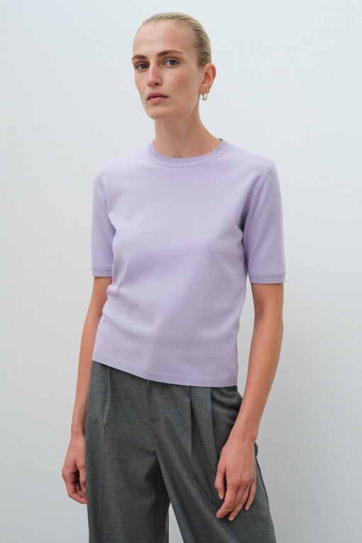 Short Sleeve Lilac Women's Sweater 