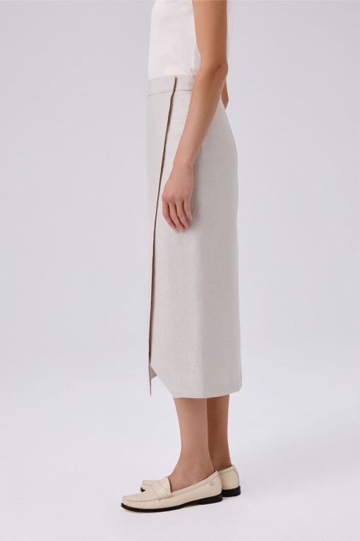 Stone Asymmetrical Slit Wrap Midi Skirt - Triko Mısırlı