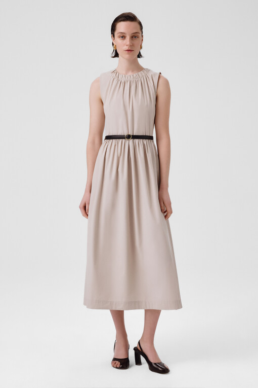 Stone Belt Detail Sleeveless Long Dress - Triko Mısırlı