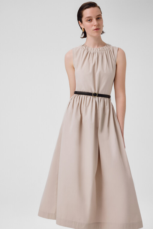 Stone Belt Detail Sleeveless Long Dress - Triko Mısırlı