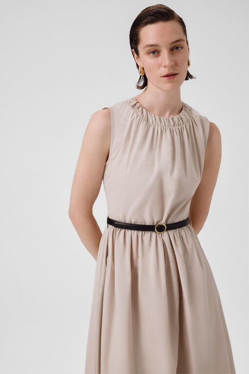 Stone Belt Detail Sleeveless Long Dress - Triko Mısırlı