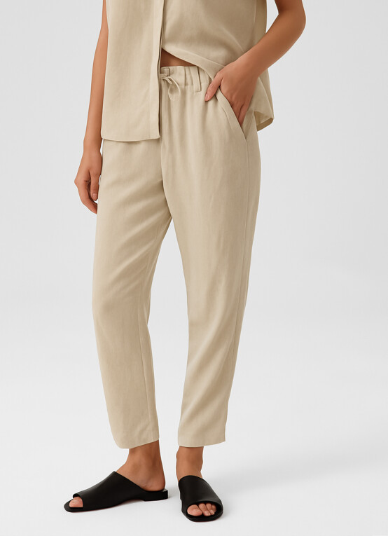 Stone Drawstring Waist Pocket Detail Women's Pants - Triko Mısırlı