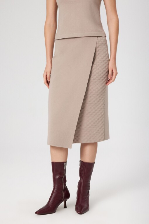 Stone Wrap Patterned Midi Skirt - Triko Mısırlı