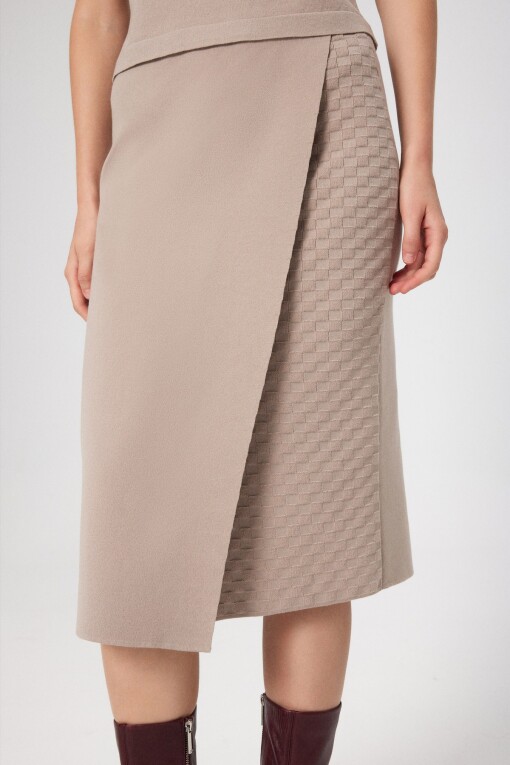 Stone Wrap Patterned Midi Skirt - Triko Mısırlı