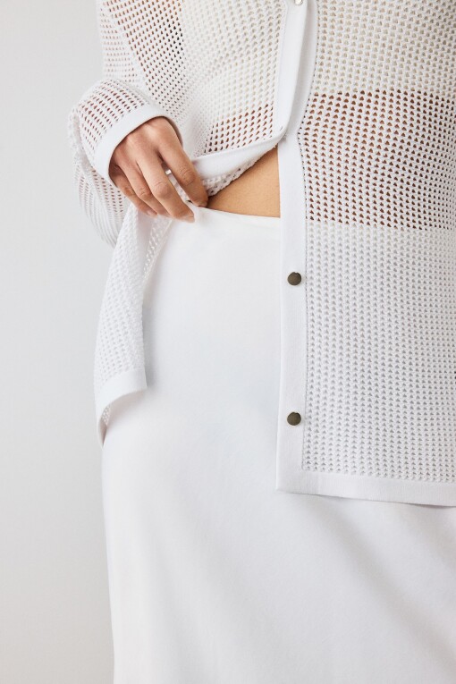 White High Waist Long Skirt - Triko Mısırlı