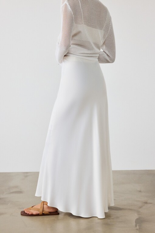 White High Waist Long Skirt - Triko Mısırlı