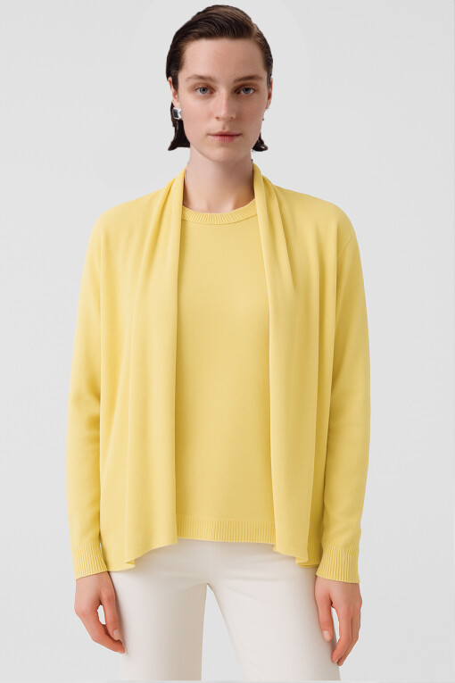 Yellow Draped Collar Women's Cardigan 
