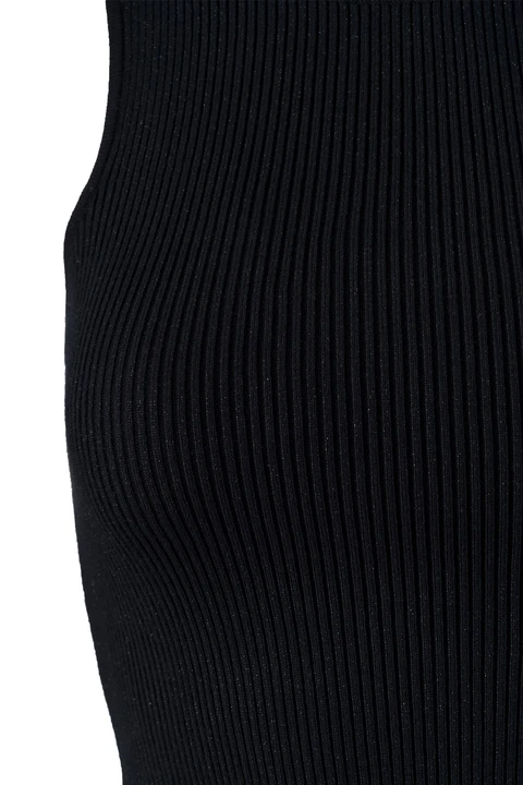 Halter Yaka Siyah Triko Crop Top - 4