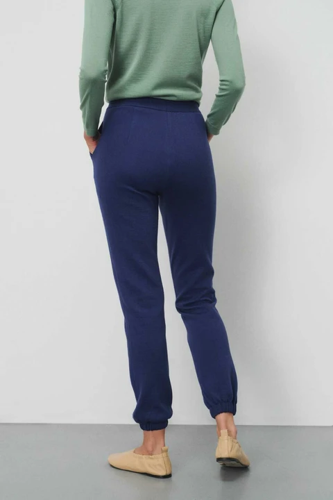 Lastik Paça Saks Kadın Pantolon - 3