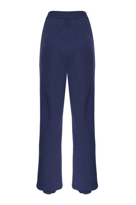 Lastik Paça Saks Kadın Pantolon - 5