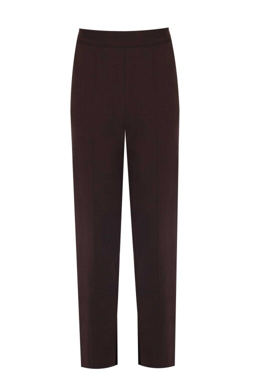 Regular Fit Kahverengi Kadın Pantolon - Triko Mısırlı