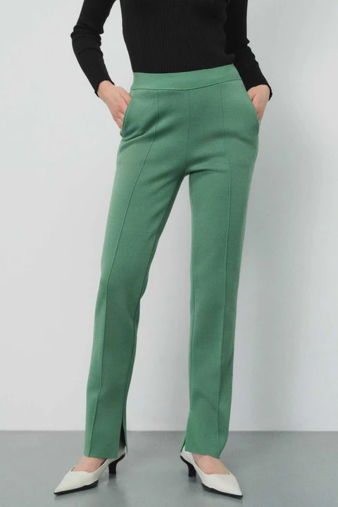 Regular Fit Yeşil Kadın Pantolon - 1