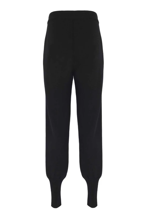 Siyah Beli Bağcıklı Dar Paça Kadın Pantolon - 5