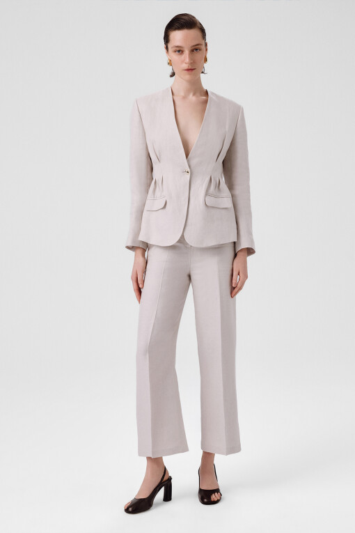 Taş Tek Düğmeli Kadın Blazer Ceket - Triko Mısırlı
