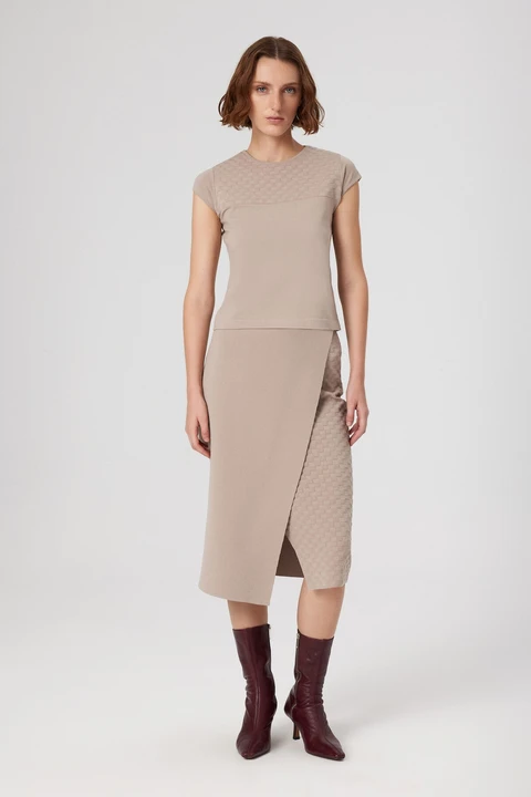 Taş Yakası Desenli Crop Top - 1