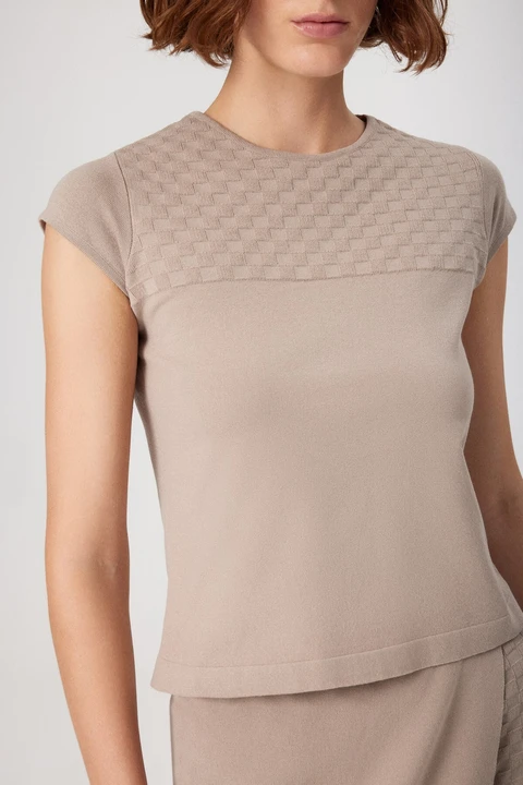 Taş Yakası Desenli Crop Top - 2