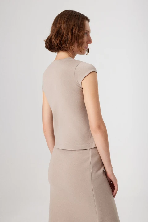 Taş Yakası Desenli Crop Top - 4